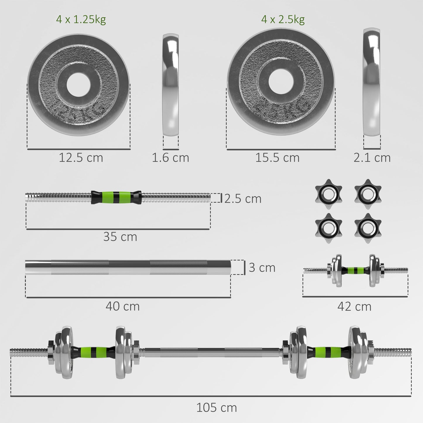 20kg Adjustable Weights Dumbbells Set, 2-in-1 Dumbbells and Barbell with Non-slip Handle, Free Weights Set for Home Gym Weight Lifting and Strength Training