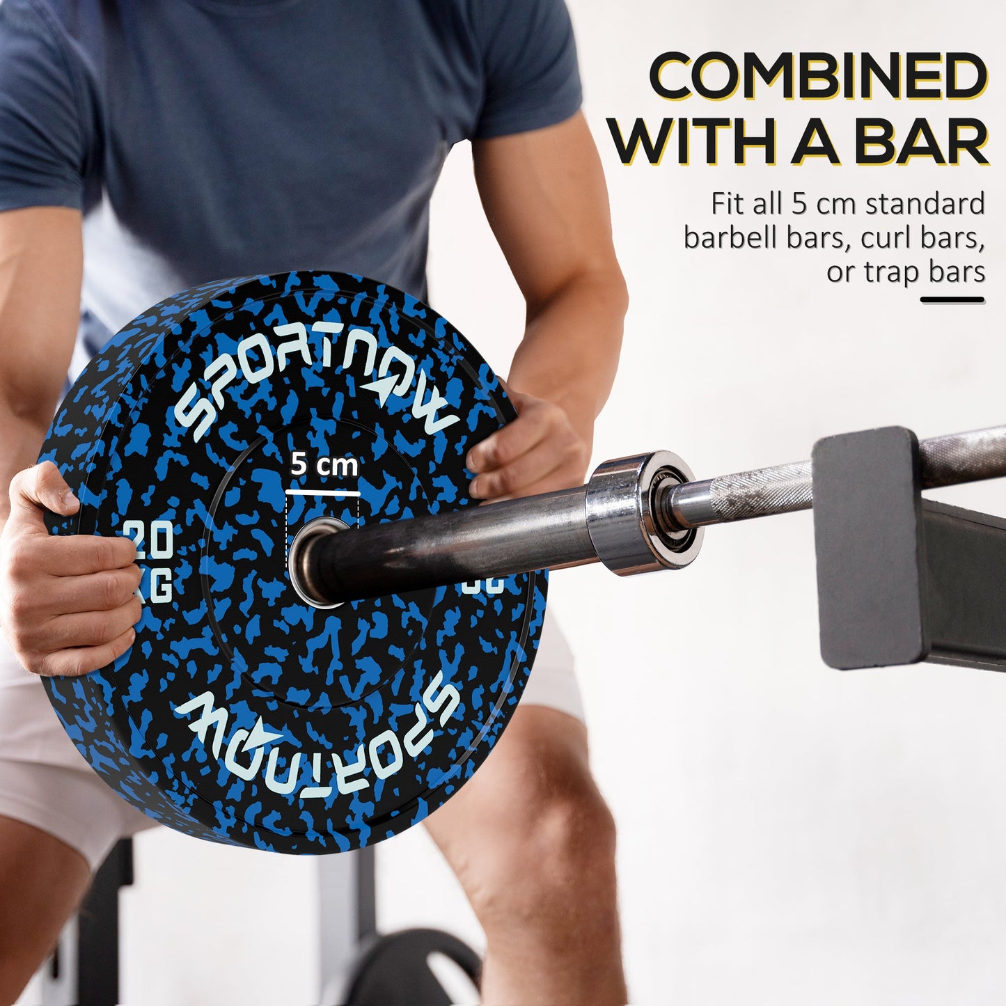 Olympic Weight Plates Set, Solid Rubber Bumper Plates Weights Discs with 2"/5cm Holes, for Home Gym Weight Lifting Strength Training, 2 x 20kg