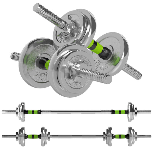 20kg Adjustable Weights Dumbbells Set, 2-in-1 Dumbbells and Barbell with Non-slip Handle, Free Weights Set for Home Gym Weight Lifting and Strength Training