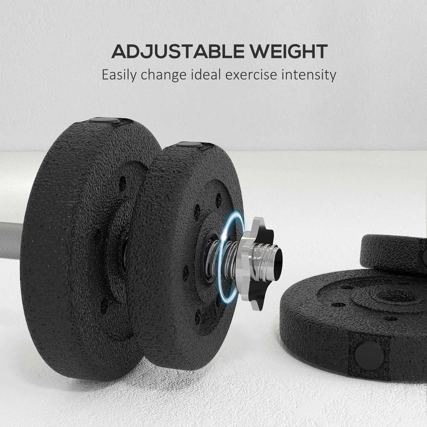 25KG Adjustable Weights Dumbbells Set, Dumbbell Hand Weights for Home Office Gym Body Fitness Lifting Training, Black by HOMCOM