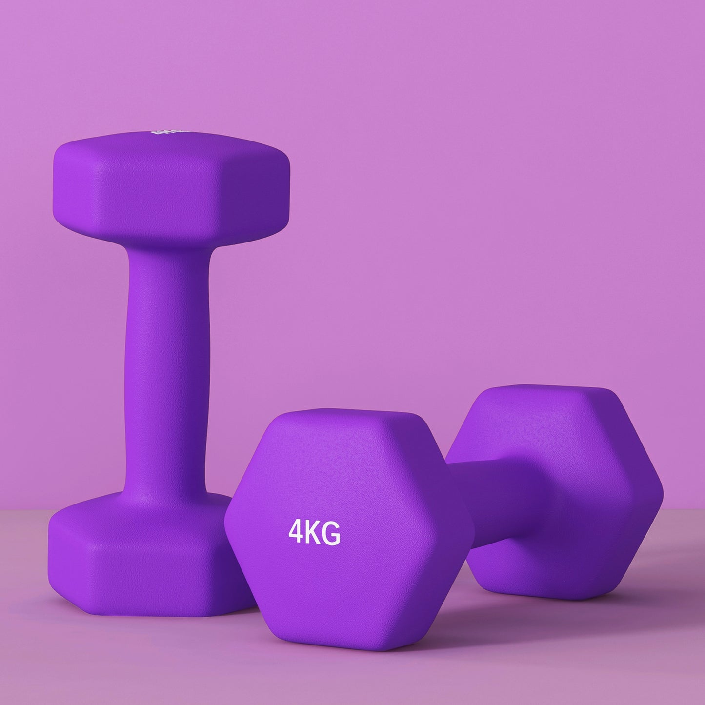 2 x 4kg Hexagonal Dumbbells Weights Set with Non-Slip Grip for Home Gym Workout in Purple by SPORTNOW