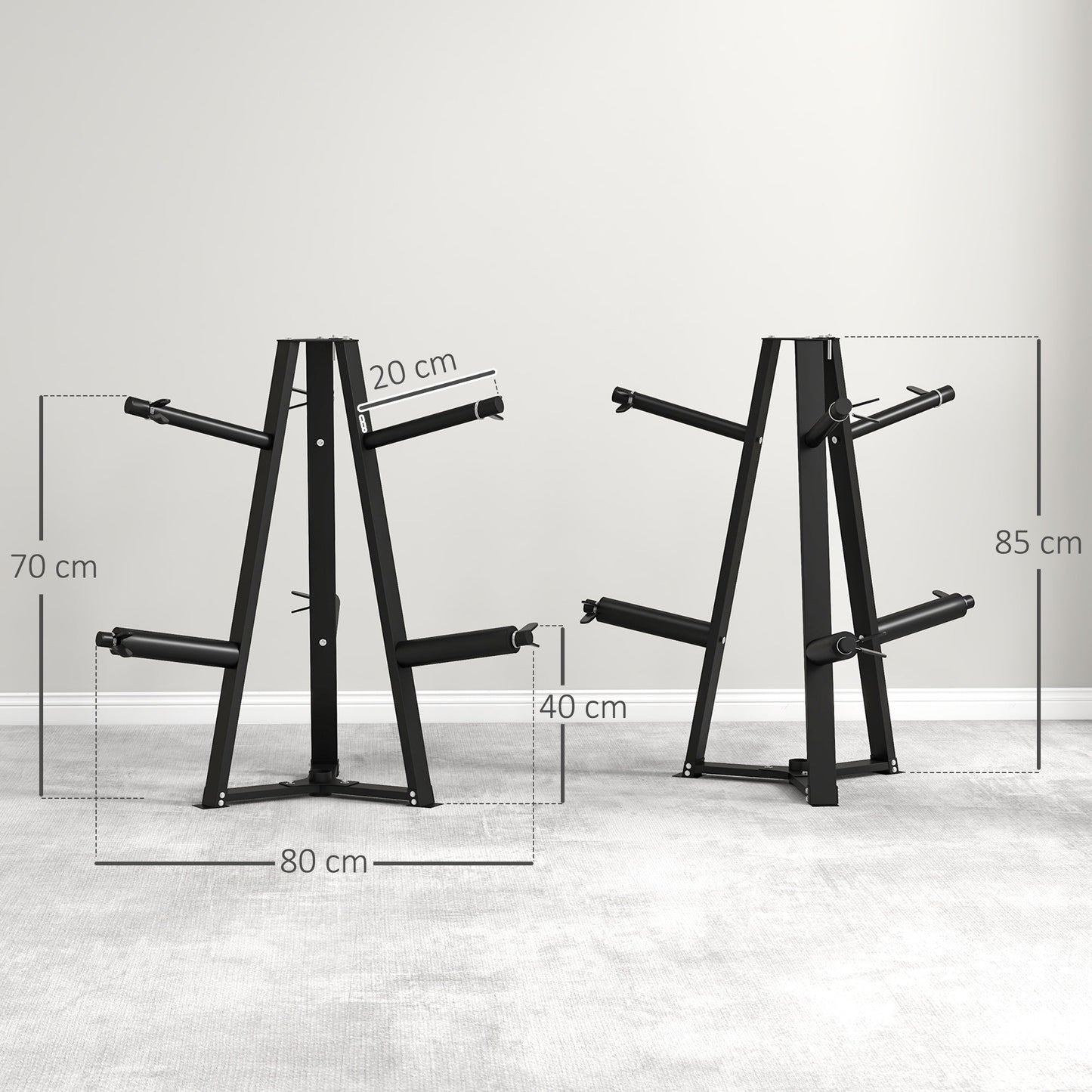 Weight Tree Weight Rack for 5cm Weight Plates and Barbell Bar with 6 Fasten Clamps, 300kg Capacity