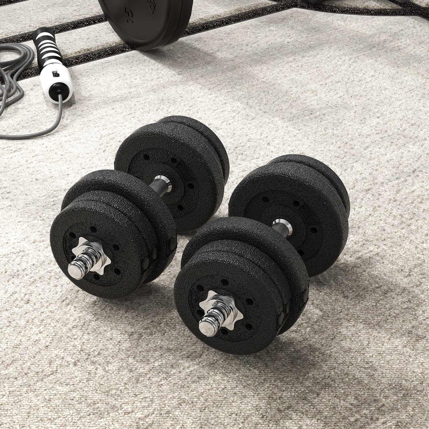 25KG Adjustable Weights Dumbbells Set, Dumbbell Hand Weights for Home Office Gym Body Fitness Lifting Training, Black by HOMCOM