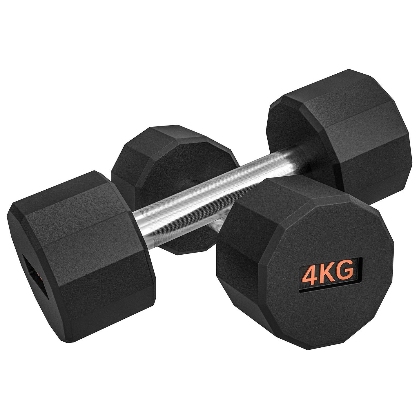 Set of 2 Dumbbells Weights with Non-Slip Grip and Rubber Coating - 4kg