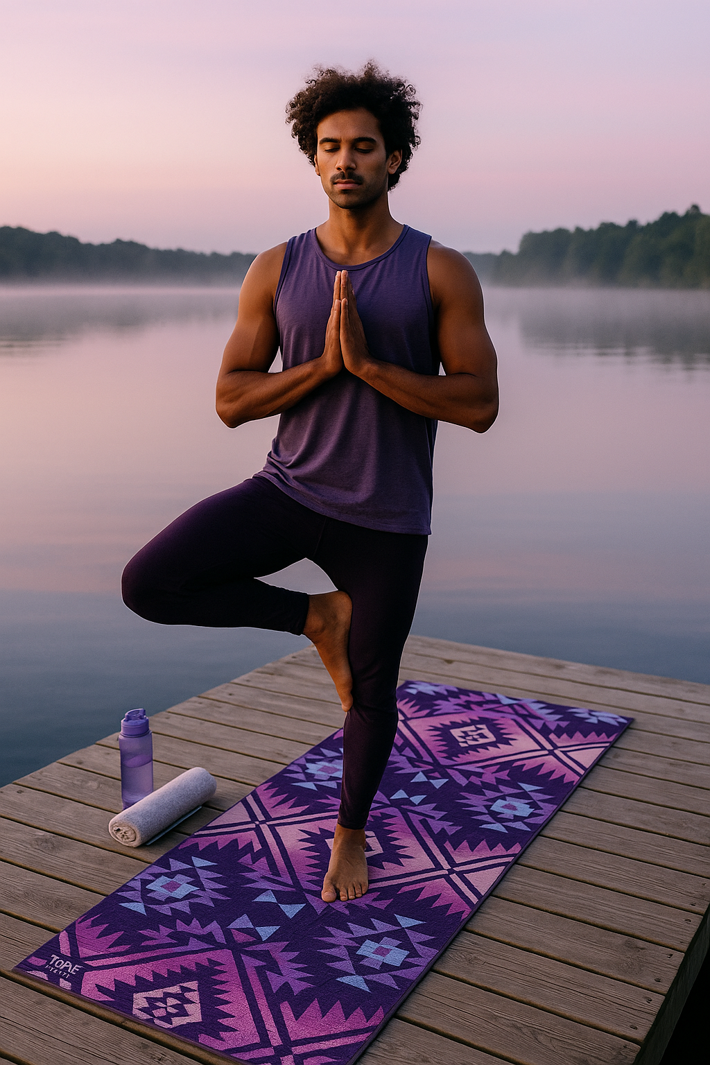 Jerome Midnight Yoga Mat – 6 mm Extra Thick, Double-Sided Non-Slip, Eco-Friendly PER with Deep Purple Midnight Design | Yune Yoga