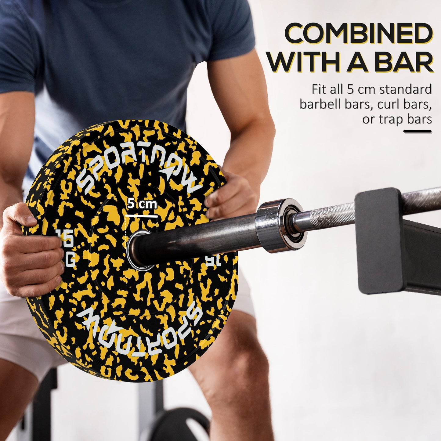 Olympic Weight Plates Set, Solid Rubber Bumper Plates Weights Discs with 2"/5cm Holes, for Home Gym Weight Lifting Strength Training, 2 x 15kg