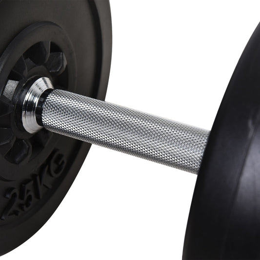 65kg Adjustable Barbell Weights Set, 2 in 1 Dumbbells and Barbell Set w/ Knurled Bar, Free Weights Training Equipment for Gym | HOMCOM