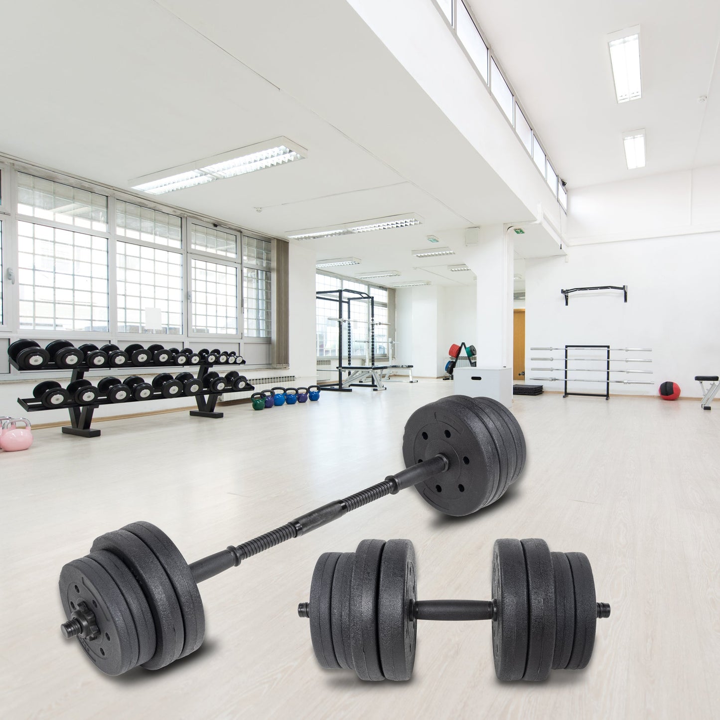 NNEDSZ 20kg Dumbbell Set Home Gym Fitness Exercise Weights Bar Plate