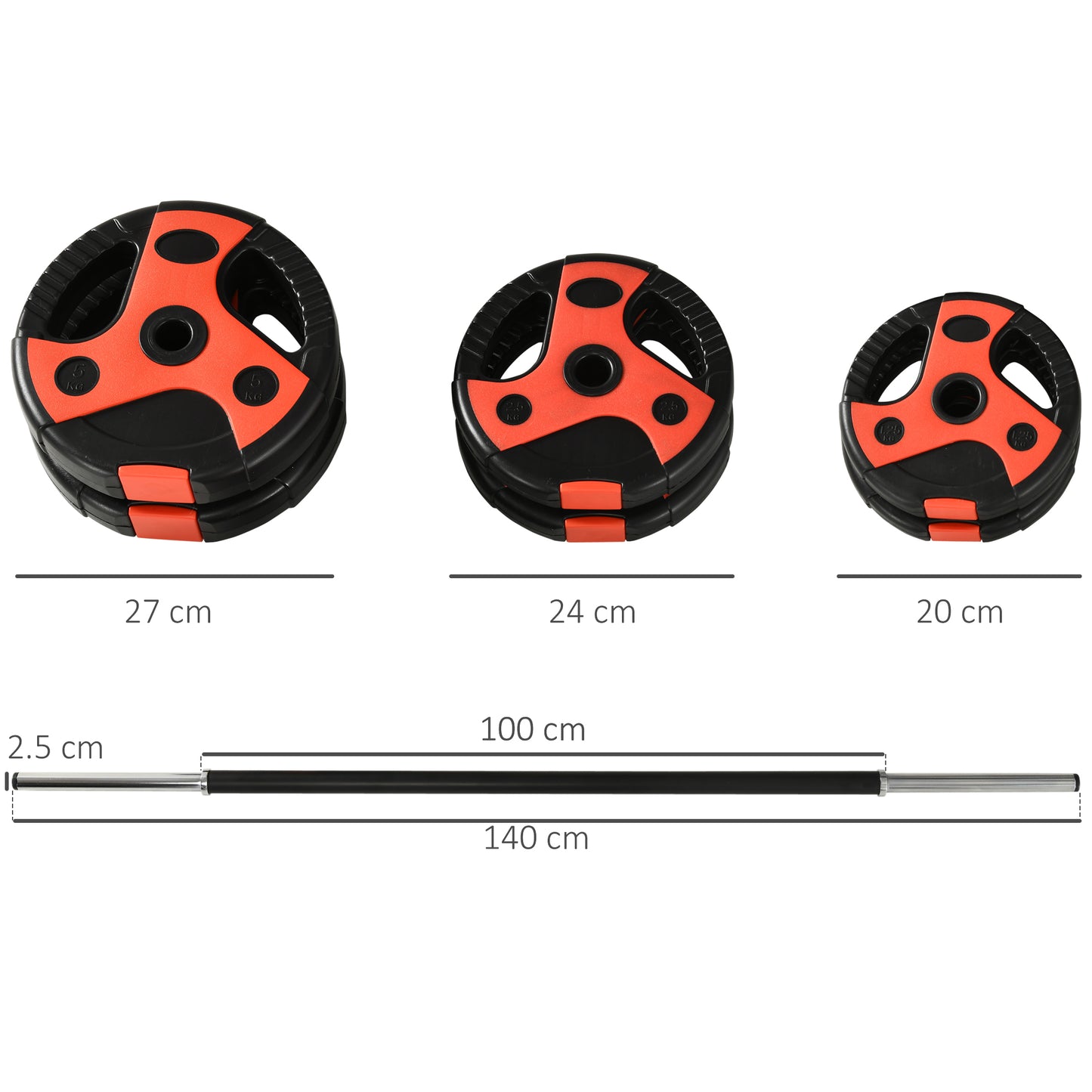 20kg Barbell Weights Set, Adjustable Weight Set, Free Body Pump Bar and Weights, Weight Lifting Strength Training Equipment for Home Gym Exercise by SPORTNOW