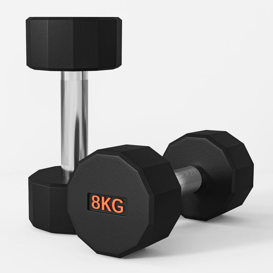 2 x 8kg Dumbbells Weights Set with 12-Sided Shape and Non-Slip Grip for Men Women Home Gym Workout by SPORTNOW
