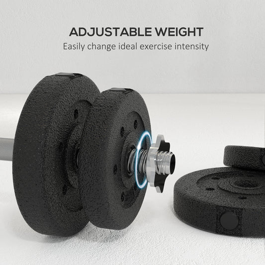 25KG Adjustable Weights Dumbbells Set, Dumbbell Hand Weights for Home Office Gym Body Fitness Lifting Training, Black by HOMCOM