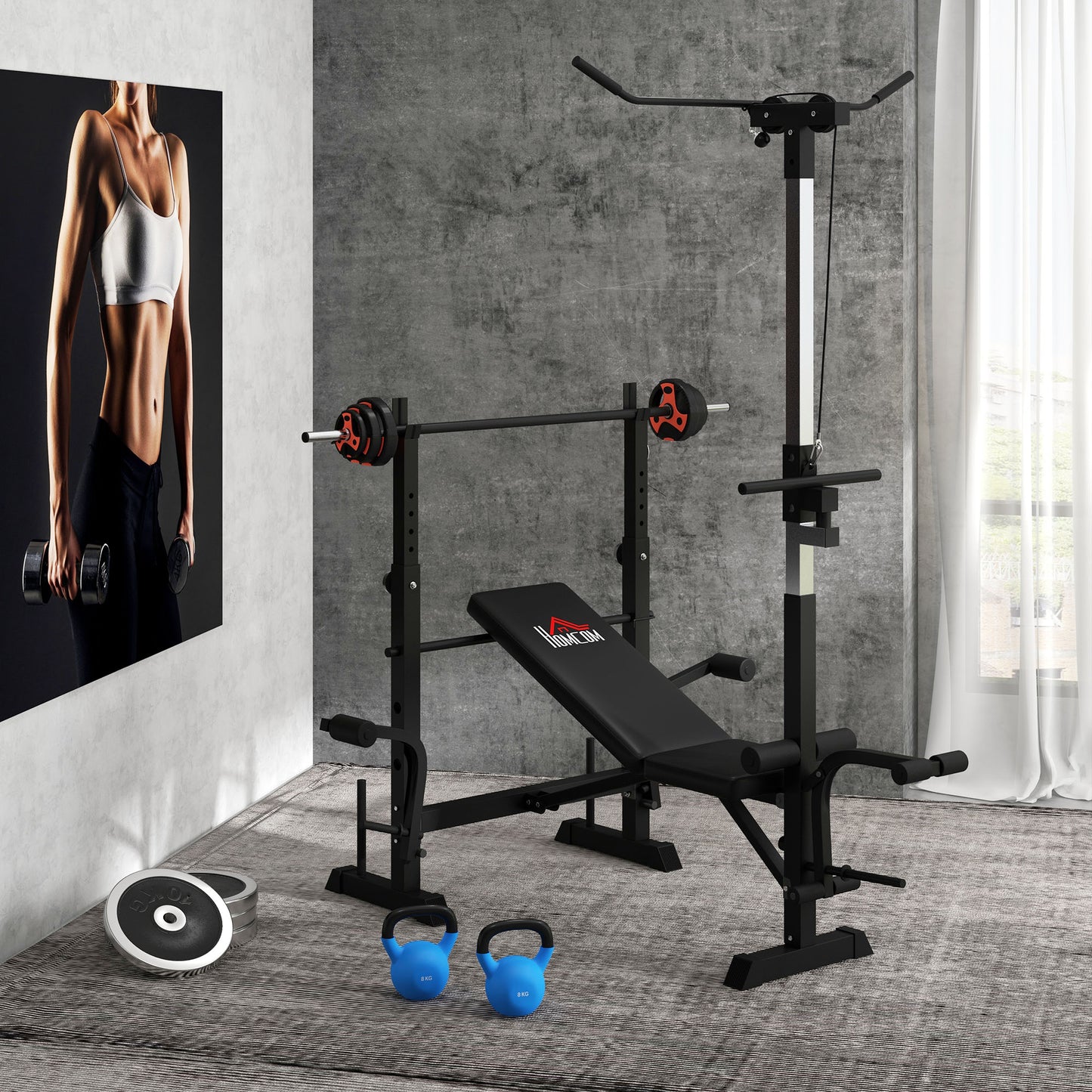 20kg Barbell Weights Set, Adjustable Weight Set, Free Body Pump Bar and Weights, Weight Lifting Strength Training Equipment for Home Gym Exercise by SPORTNOW