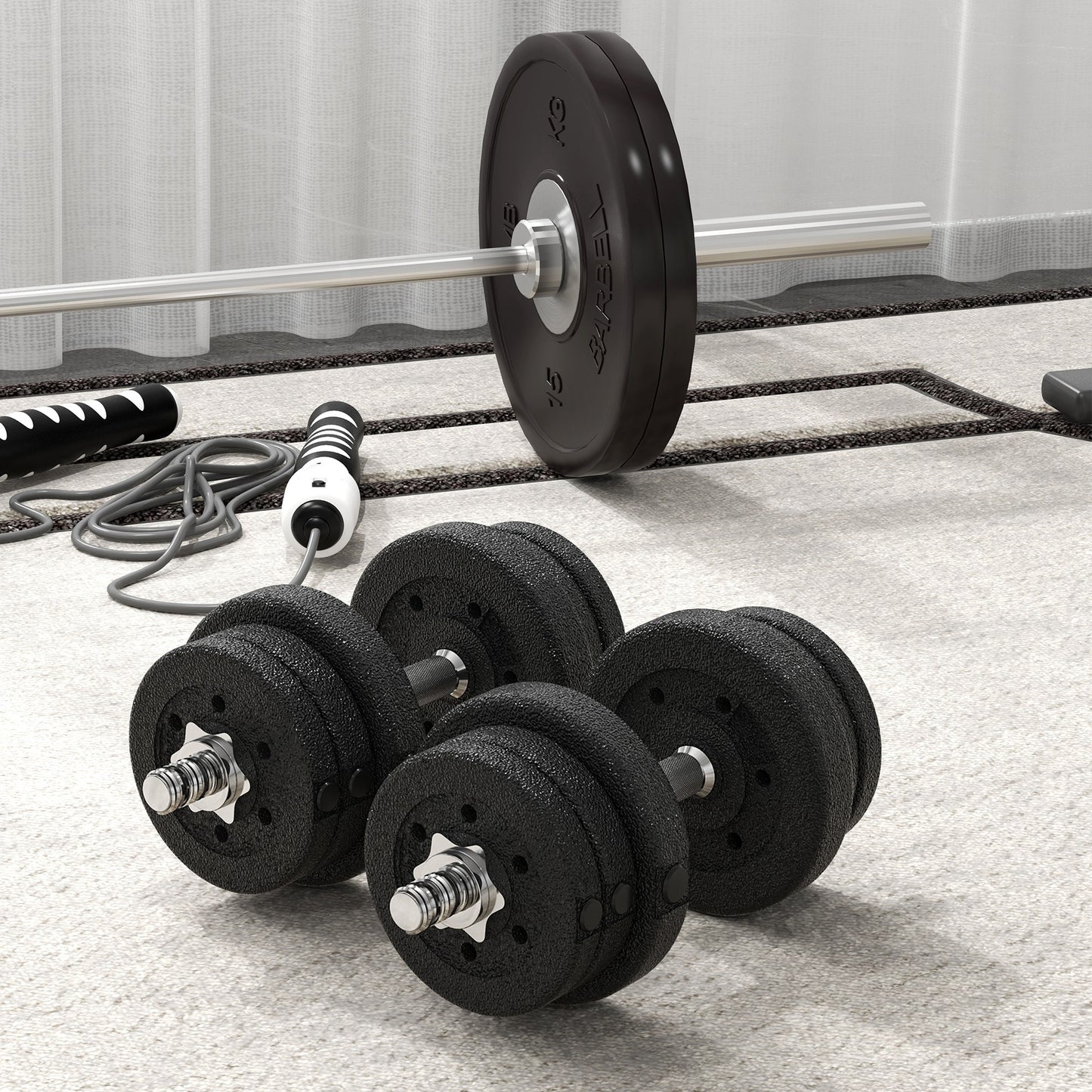 25KG Adjustable Weights Dumbbells Set, Dumbbell Hand Weights for Home Office Gym Body Fitness Lifting Training, Black by HOMCOM