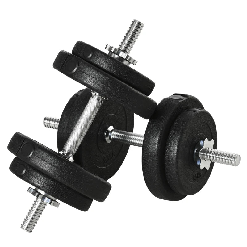 20KG Adjustable Weights Dumbbells Set, Dumbbell Hand Weights for Home Office Gym Body Fitness Lifting Training, Black | HOMCOM