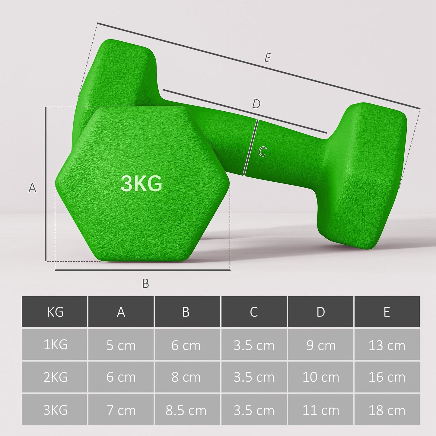 6 Piece Dumbbell Set with Rack - Hexagonal Non-Slip Hand Weights