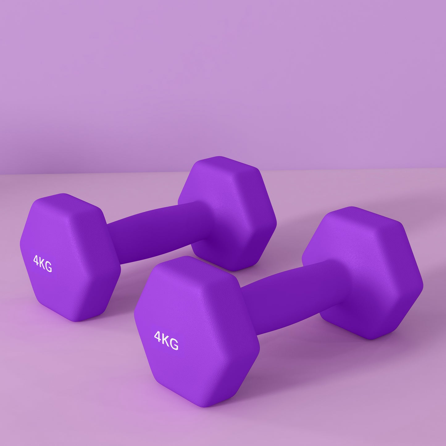 2 x 4kg Hexagonal Dumbbells Weights Set with Non-Slip Grip for Home Gym Workout in Purple by SPORTNOW