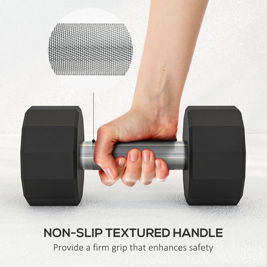 2 x 6kg Dumbbells Weights Set with 12-Sided Shape and Non-Slip Grip for Men Women Home Gym Workout by SPORTNOW